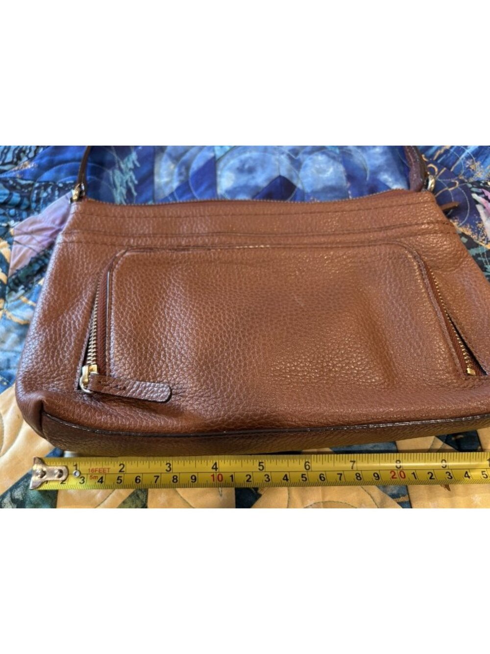 Nordstrom Women's Crossbody Bag Brown Leather Pebbled Zipper Snap Pockets GUC - Picture 12 of 15